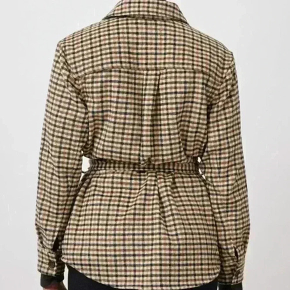 Rails Rhodes Belted Plaid Ochre Sand Mocha Flannel Wool Jacket Size Large - Picture 2 of 12